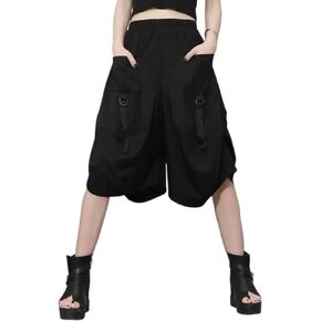 Goth Emo Alt Asymmetrical Skirt Shorts for Women Trendy Summer y2k Black Skorts