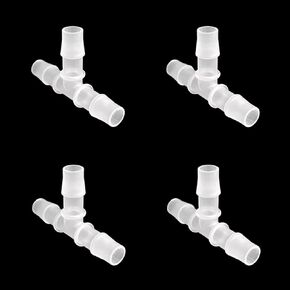 5/16" Hose Barb T Shaped Tee Type 3 Way Equal Barbed Fitting Plastic Joint Splicer Mender Union Adapter for Air Line Tube Hose (4Pcs)