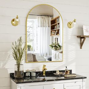 24x36 Arch Wall Mirror, Bathroom Mirrors for Over Sink, Metal Frame Black Bathroom Vanity Mirror for Entryway, Bedroom, Living Room, Wall Decor