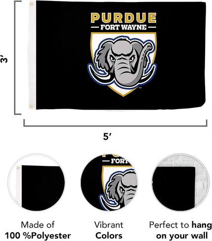 Desert Cactus Purdue University Fort Wayne Flag Mastodons Flags Banners 100% Polyester Indoor Outdoor 3x5 (Style 1) in Saudi Arabia