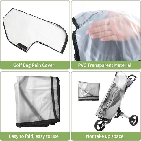 حقيبة الجولف غطاء المطر غطاء المطر PVC الشفاف مع غطاء محرك السيارة لحقائب الجولف تصميم انغلق مقاوم للماء لسهولة الوصول (46.5 بوصة × 25.2 بوصة) in Kuwait