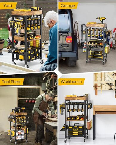 عربة أدوات كهربائية، رفوف جراج شديدة التحمل مع عجلات، عربة أدوات لتنظيم المرآب على عجلات مع رف رف مجموعة المثقاب، عربة أدوات ميكانيكية لمنضدة العمل والعمل في الهواء الطلق، هدية للرجال والأب in Kuwait