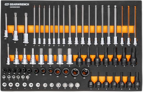 مجموعة مقابس GEARWRENCH 74 قطعة 1/4 بوصة، 3/8 بوصة، 1/2 بوصة في صينية تخزين إسفنجية - GWMSBSKCBMM in Saudi Arabia