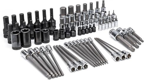 مجموعة مقابس GEARWRENCH 74 قطعة 1/4 بوصة، 3/8 بوصة، 1/2 بوصة في صينية تخزين إسفنجية - GWMSBSKCBMM in Saudi Arabia