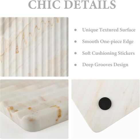 Koville Italian Natural Marble Trays for Decor, Wave-Shape Decorative Jewelry Tray, Stone Vintage Tray with Stripe Groove Multi-Purpose Entryway Catchall Ring Jewelry Dish Tray (Coffee Brown) in Saudi Arabia