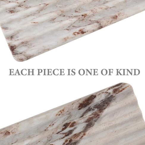 Koville Italian Natural Marble Trays for Decor, Wave-Shape Decorative Jewelry Tray, Stone Vintage Tray with Stripe Groove Multi-Purpose Entryway Catchall Ring Jewelry Dish Tray (Coffee Brown) in Saudi Arabia