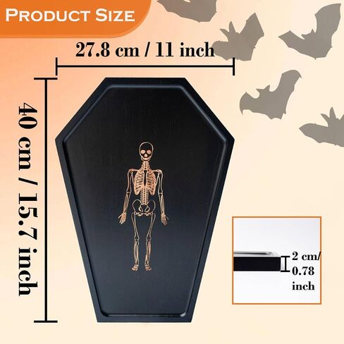 Halloween Decorations Coffin Charcuterie Board in Pine Wood with Macabre Skeleton Design - Gothic Theme Trays for Spooky Snacks (15.7×11×0.78 icnh, skull Charcuterie Boards set of 2) in Saudi Arabia
