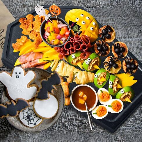 Halloween Decorations Coffin Charcuterie Board in Pine Wood with Macabre Skeleton Design - Gothic Theme Trays for Spooky Snacks (15.7×11×0.78 icnh, skull Charcuterie Boards set of 2) in Saudi Arabia