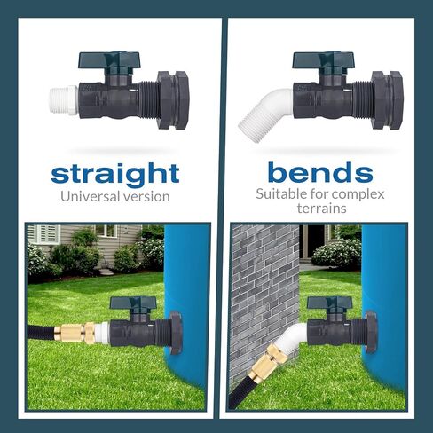 PVC Spigot Rain Barrel Faucet 3/4" PVC Bulkhead Fitting with Rain Barrel Valve＋3/4" Garden Hose Adapter Rain Barrel Spigot Kit with Bulkhead Fitting Adapter for Water Tanks in Saudi Arabia