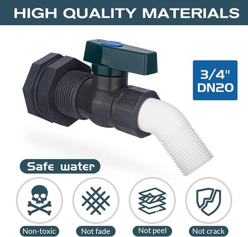 PVC Spigot Rain Barrel Faucet 3/4" PVC Bulkhead Fitting with Rain Barrel Valve＋3/4" Garden Hose Adapter Rain Barrel Spigot Kit with Bulkhead Fitting Adapter for Water Tanks in Saudi Arabia