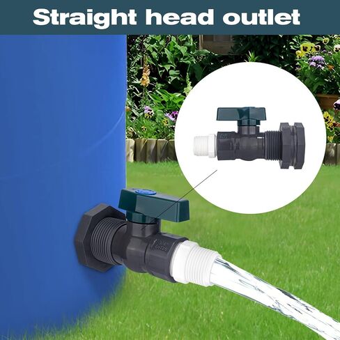 PVC Spigot Rain Barrel Faucet 3/4" PVC Bulkhead Fitting with Rain Barrel Valve＋3/4" Garden Hose Adapter Rain Barrel Spigot Kit with Bulkhead Fitting Adapter for Water Tanks in Saudi Arabia