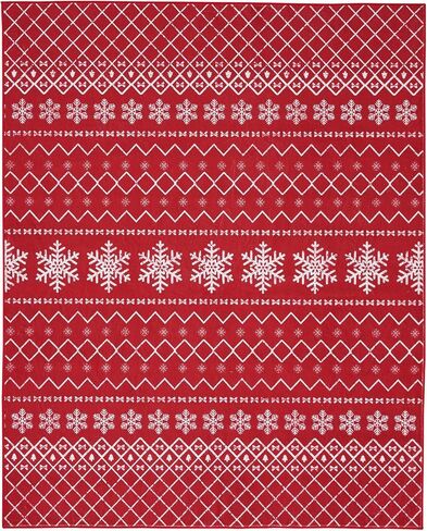 Large 8x10 Christmas Ruggable Rugs Living Room Washable Rug Non Slip Red Carpet Holiday Decor Ultra Soft Xmas Rug for Bedroom Dining Room Home Office Under Table(Snowflake Red,8x10ft) in Saudi Arabia