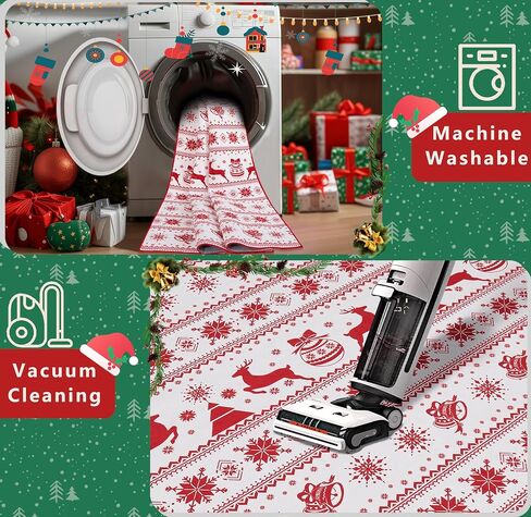 Large 8x10 Christmas Ruggable Rugs Living Room Washable Rug Non Slip Red Carpet Holiday Decor Ultra Soft Xmas Rug for Bedroom Dining Room Home Office Under Table(Snowflake Red,8x10ft) in Saudi Arabia