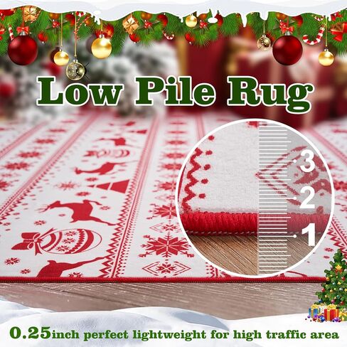 Large 8x10 Christmas Ruggable Rugs Living Room Washable Rug Non Slip Red Carpet Holiday Decor Ultra Soft Xmas Rug for Bedroom Dining Room Home Office Under Table(Snowflake Red,8x10ft) in Saudi Arabia