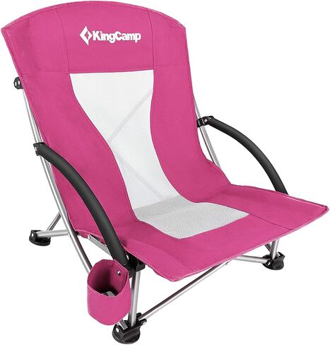 KingCamp Low Folding Beach Chairs for Adults,Portable Lightweight Lowback Sling Chair with Headrest,Cup Holder,Carry Bag Armrest,Foldable Chair for Sand Camping Concert Travel,300LBS in Saudi Arabia