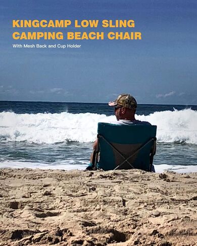 KingCamp Low Folding Beach Chairs for Adults,Portable Lightweight Lowback Sling Chair with Headrest,Cup Holder,Carry Bag Armrest,Foldable Chair for Sand Camping Concert Travel,300LBS in Saudi Arabia