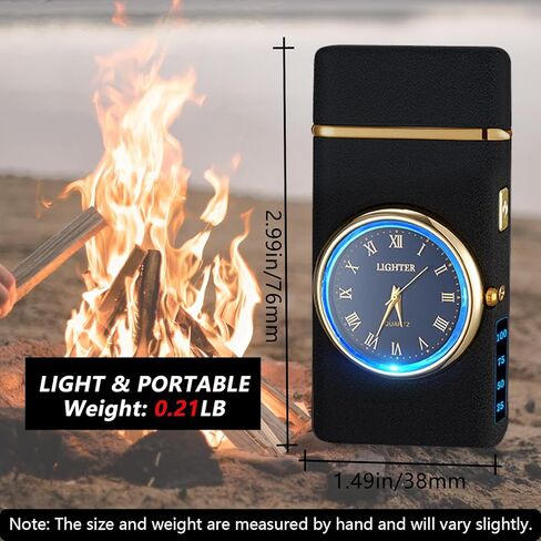 ولاعة رائعة مع ولاعة كهربائية بقرص الساعة مع شاشة عرض طاقة LED ولاعة بلازما مقاومة للرياح USB قابلة لإعادة الشحن هدايا للرجال والنساء (BlackDragon) in Kuwait