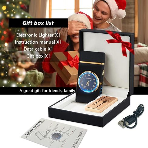 ولاعة رائعة مع ولاعة كهربائية بقرص الساعة مع شاشة عرض طاقة LED ولاعة بلازما مقاومة للرياح USB قابلة لإعادة الشحن هدايا للرجال والنساء (BlackDragon) in Kuwait