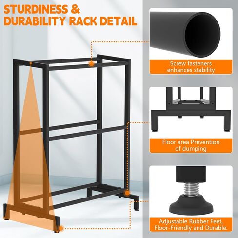 3D Printer Filament Storage Rack, Heavy Duty Metal Holder with 3/5-Tier Option Precision Engineered Connection, Adjustable Feet, Safety-Optimized Edge for Workshop, Studio, Home Office (Black 3-Tier) in Saudi Arabia