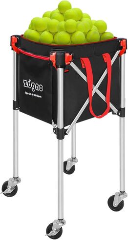Zdgao Pickleball Tennis Ball Hopper-Foldable Lightweight Tennis Ball Basket Holds 160 Pickleballs with Removable Bag,Wheel,Side Pocket for Training/Teaching, for Tennis/Baseball/Softball/Pickleball in Kuwait