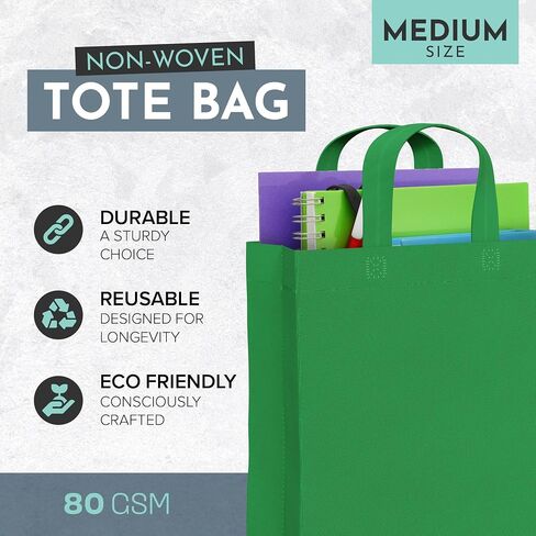 12-Pack Premium Quality Reusable Bags Foldable Non-Woven Fabric Shopping or Gift Totes in Saudi Arabia