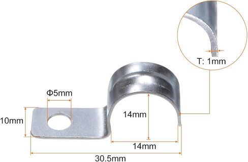 HARFINGTON 100pcs Conduit Clamp, EMT One-Hole Strap, U Tube Pipe Clamp, 6mm 1/4-Inch Pipe Dia, 5mm 3/16 Inch Hole Dia Rigid Pipe Strap, U Shaped Bracket For Tube Hose Wire Cord Fixing in Saudi Arabia