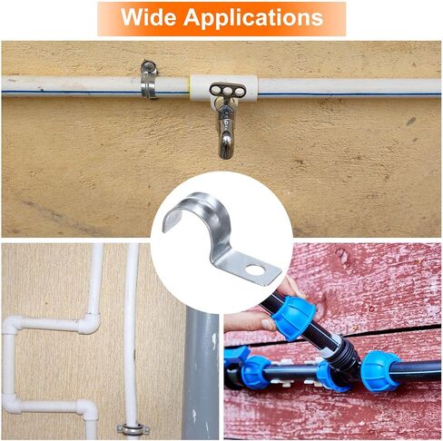 HARFINGTON 100pcs Conduit Clamp, EMT One-Hole Strap, U Tube Pipe Clamp, 6mm 1/4-Inch Pipe Dia, 5mm 3/16 Inch Hole Dia Rigid Pipe Strap, U Shaped Bracket For Tube Hose Wire Cord Fixing in Saudi Arabia