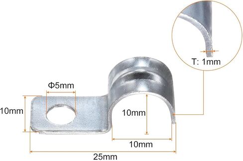 HARFINGTON 100pcs Conduit Clamp, EMT One-Hole Strap, U Tube Pipe Clamp, 6mm 1/4-Inch Pipe Dia, 5mm 3/16 Inch Hole Dia Rigid Pipe Strap, U Shaped Bracket For Tube Hose Wire Cord Fixing in Saudi Arabia