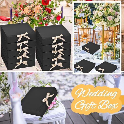 Xylitic 26Pack Gift Boxes with Lids, Bridesmaid Proposal Box with Ribbon, 9.4X9.4X2.4 Inch Square White Gift Boxes, Paper Gift Boxes for Presents, Wedding, Christmas, Birthday Party, Baby Shower in Saudi Arabia
