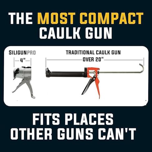 SILIGUN™ PRO Compact 24:1 Caulking Gun - No Drip Caulk Gun - Patent Design - Lightweight Aluminum Frame - Works with all 10 oz Tubes in Kuwait