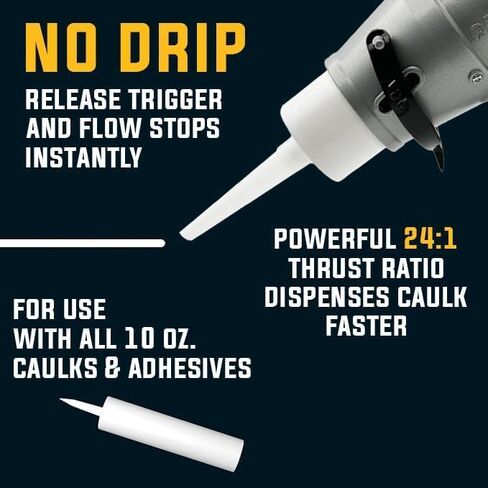 SILIGUN™ PRO Compact 24:1 Caulking Gun - No Drip Caulk Gun - Patent Design - Lightweight Aluminum Frame - Works with all 10 oz Tubes in Kuwait
