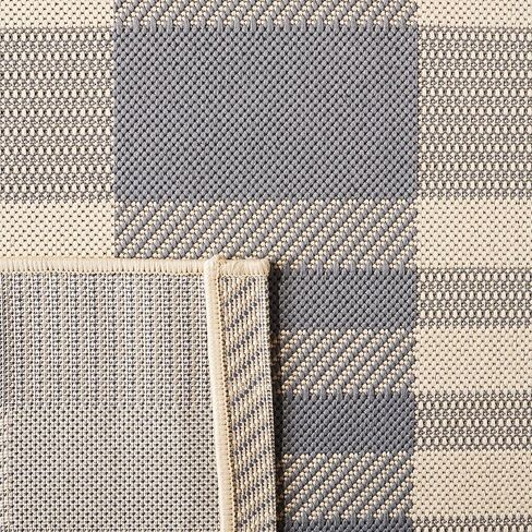 SAFAVIEH Courtyard Collection Accent Rug - 2'7" x 5', Grey & Bone, Indoor/Outdoor & Washable, Ideal for High Traffic Areas in Patio, Backyard, Mudroom, Entryway, Doormat (CY6201-236-3) in Saudi Arabia