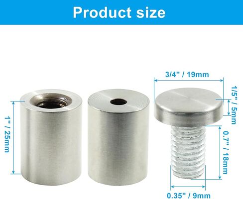 8 Pcs 3/4" x 1" Sign Standoff Screws, Stainless Steel Standoff Screws, Standoff Mounting Hardware Wall Standoff Mounts for Hanging Acrylic Picture Frame, Matte Black in Kuwait