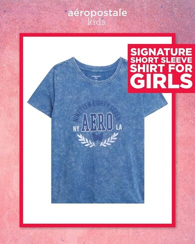 AEROPOSTALE Girls' T-Shirt - Kids Short Sleeve Applique Summer Shirt - Classic Crewneck Tees for Girls (4-16) in Kuwait