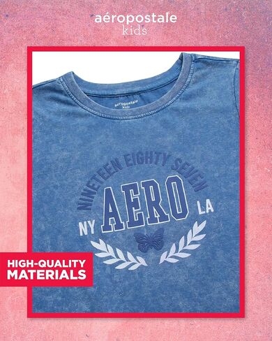 AEROPOSTALE Girls' T-Shirt - Kids Short Sleeve Applique Summer Shirt - Classic Crewneck Tees for Girls (4-16) in Kuwait