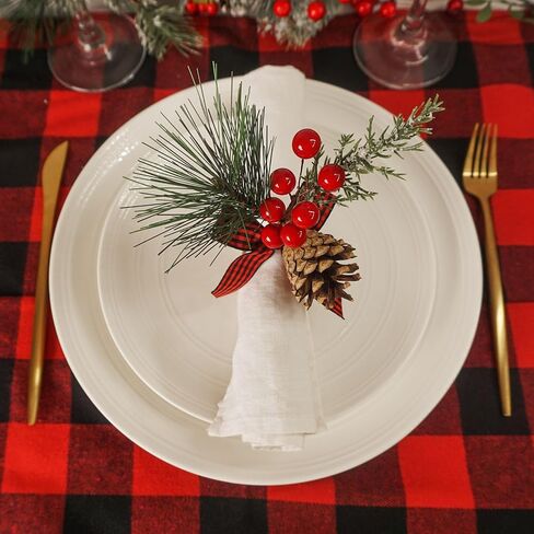 Christmas Napkin Rings Set of 6 Pine Cone Napkin Rings with Berries Xmas Serviette Buckle Holder for Christmas Holiday Dinner Party Banquet Table Decoration in Saudi Arabia