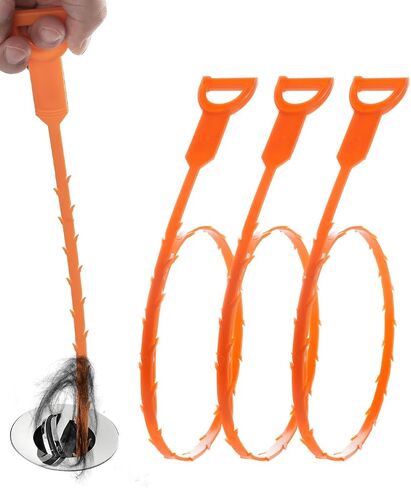 3 PCS 25 Inch Drain Clog Remover Tool, Shower Sink Drain Cleaner Tool, Hair clogged/unclog drain Cleaner Tool, Snake Sink Shower Drain Clog Remover Tool, Plumbers Snake in Saudi Arabia