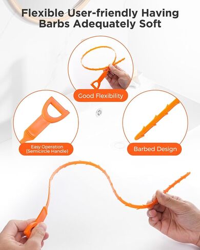 3 PCS 25 Inch Drain Clog Remover Tool, Shower Sink Drain Cleaner Tool, Hair clogged/unclog drain Cleaner Tool, Snake Sink Shower Drain Clog Remover Tool, Plumbers Snake in Saudi Arabia