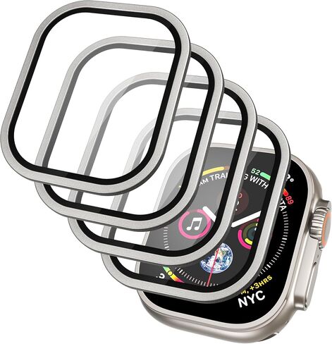 واقي شاشة فائق لساعة Apple Watch، غطاء صلب مصمم لساعة Apple Watch 49mm Series 9 8 7، مع إطار من الفولاذ المقاوم للصدأ مصنوع من سبائك التيتانيوم + واقي شاشة من الزجاج المقوى in Saudi Arabia