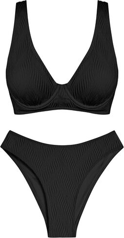 ZAFUL Underwire Bikini Sets for Women Criss Cross Tie Back High Cut Bikini Two Piece Swimsuit Bathing Suit in Saudi Arabia