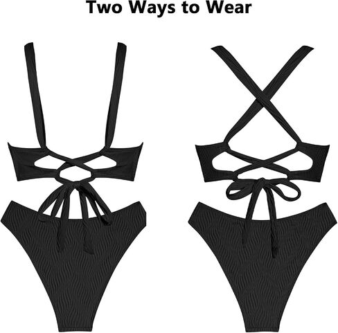 ZAFUL Underwire Bikini Sets for Women Criss Cross Tie Back High Cut Bikini Two Piece Swimsuit Bathing Suit in Saudi Arabia