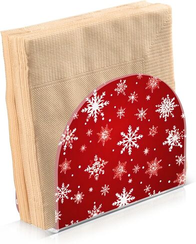Acrylic Napkin Holder Snowflakes Pattern Red Modern Decorative Dinner Paper Holder for Table, Kitchen, Office, Restaurant in Saudi Arabia