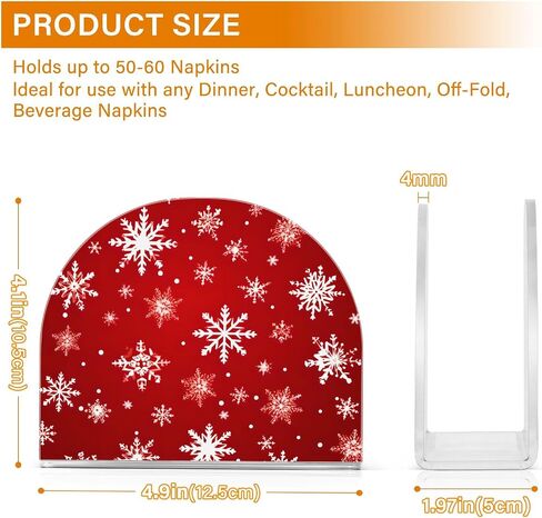 Acrylic Napkin Holder Snowflakes Pattern Red Modern Decorative Dinner Paper Holder for Table, Kitchen, Office, Restaurant in Saudi Arabia
