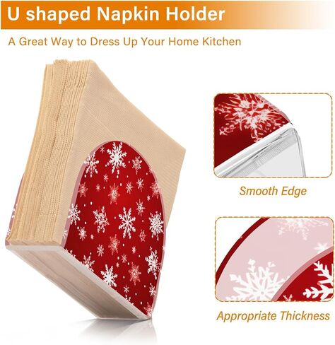 Acrylic Napkin Holder Snowflakes Pattern Red Modern Decorative Dinner Paper Holder for Table, Kitchen, Office, Restaurant in Saudi Arabia