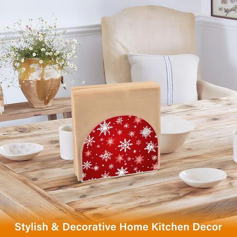 Acrylic Napkin Holder Snowflakes Pattern Red Modern Decorative Dinner Paper Holder for Table, Kitchen, Office, Restaurant in Saudi Arabia
