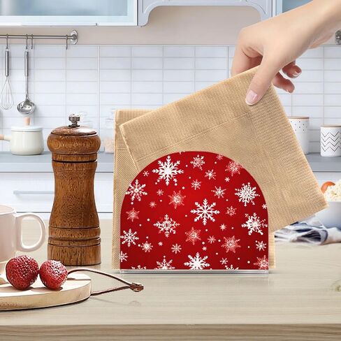 Acrylic Napkin Holder Snowflakes Pattern Red Modern Decorative Dinner Paper Holder for Table, Kitchen, Office, Restaurant in Saudi Arabia