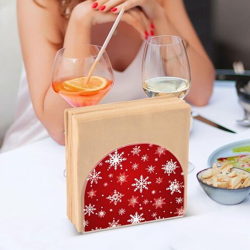 Acrylic Napkin Holder Snowflakes Pattern Red Modern Decorative Dinner Paper Holder for Table, Kitchen, Office, Restaurant in Saudi Arabia