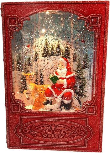Lighted 7.6 Inch Christmas Water Lantern Snow Globe with Continuous Swirling Glitter- Santa with Animals in Kuwait