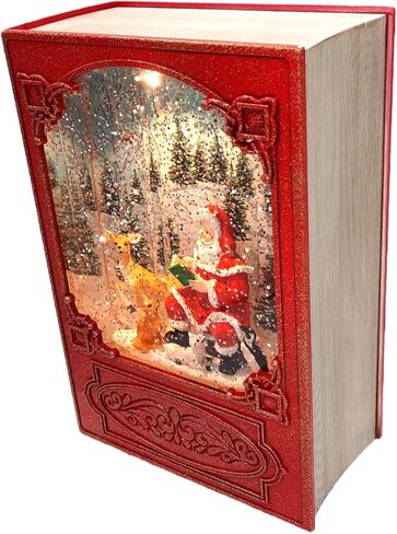 Lighted 7.6 Inch Christmas Water Lantern Snow Globe with Continuous Swirling Glitter- Santa with Animals in Kuwait