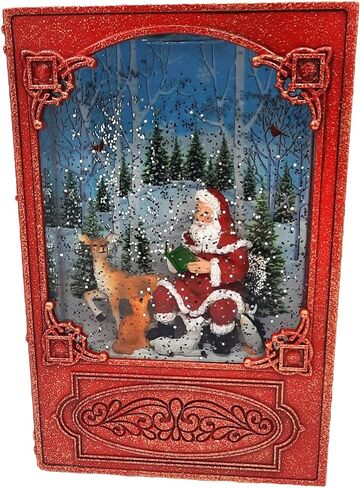 Lighted 7.6 Inch Christmas Water Lantern Snow Globe with Continuous Swirling Glitter- Santa with Animals in Kuwait
